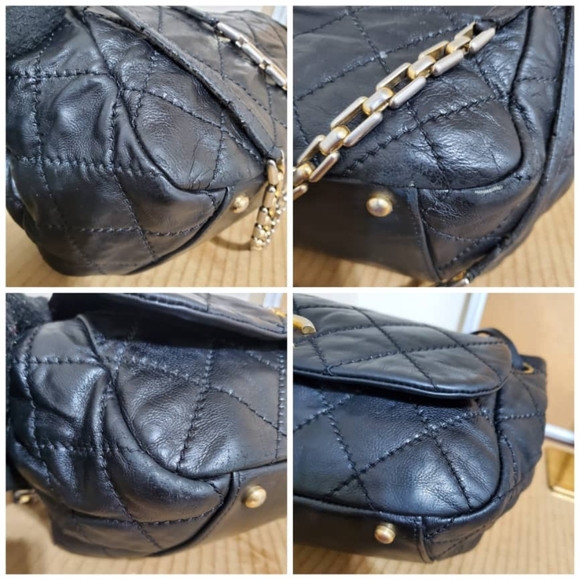 Authentic CHANEL Calfskin Quilted Retro Chain Accordion Flap Black - Picture 6 of 12